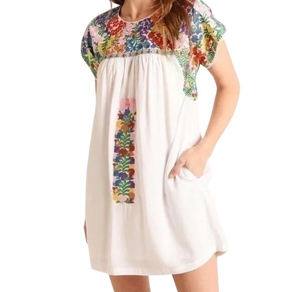 J. Marie Floral Embroidered Shift Mini Marie Dress Size Small - Picture 1 of 7
